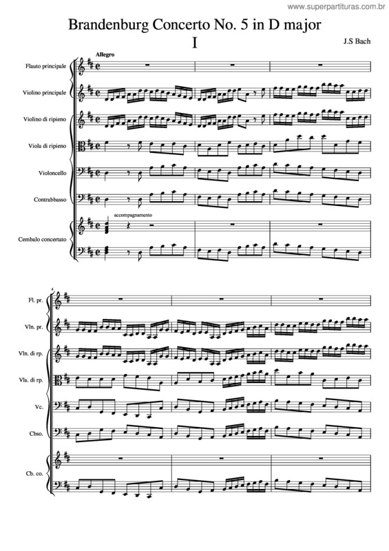 Partitura da música Brandenburg Concerto No.5 1St Movement