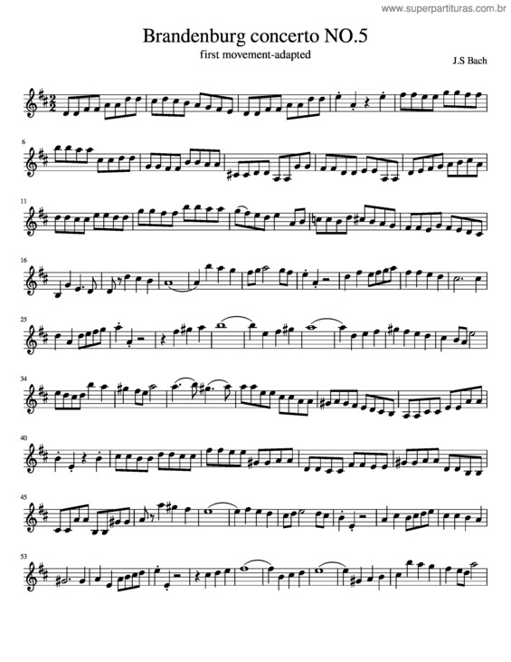 Partitura da música Brandenburg Concerto No 5