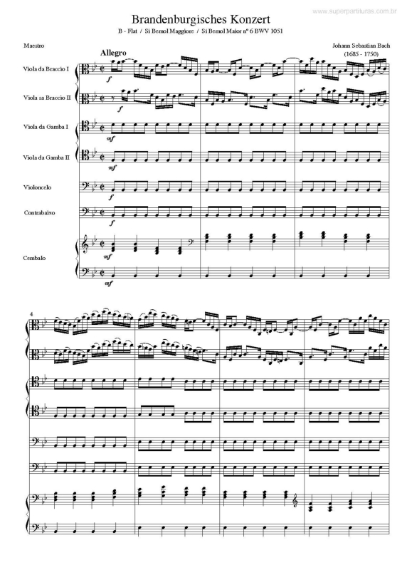 Partitura da música Brandenburgisches Konzert v.2