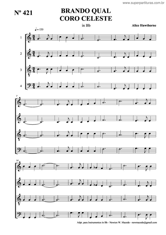 Partitura da música Brando Qual Coro Celeste v.2