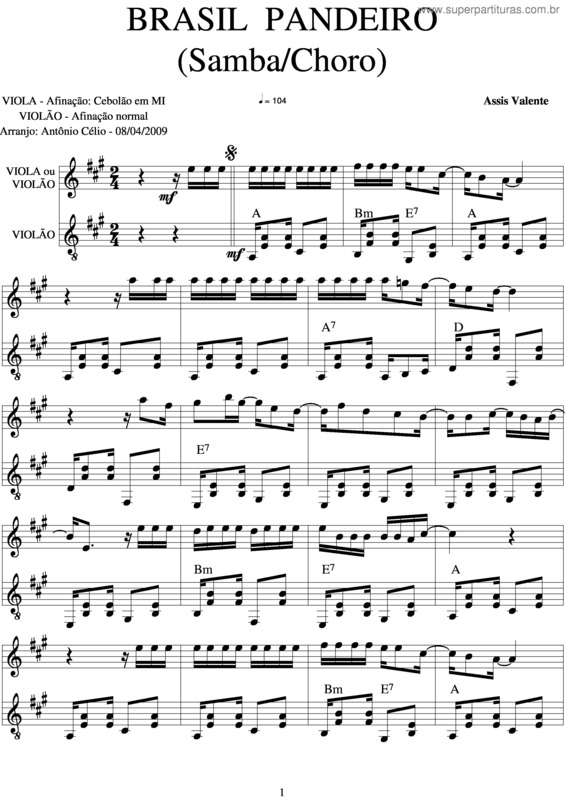 Partitura da música Brasil Pandeiro v.4