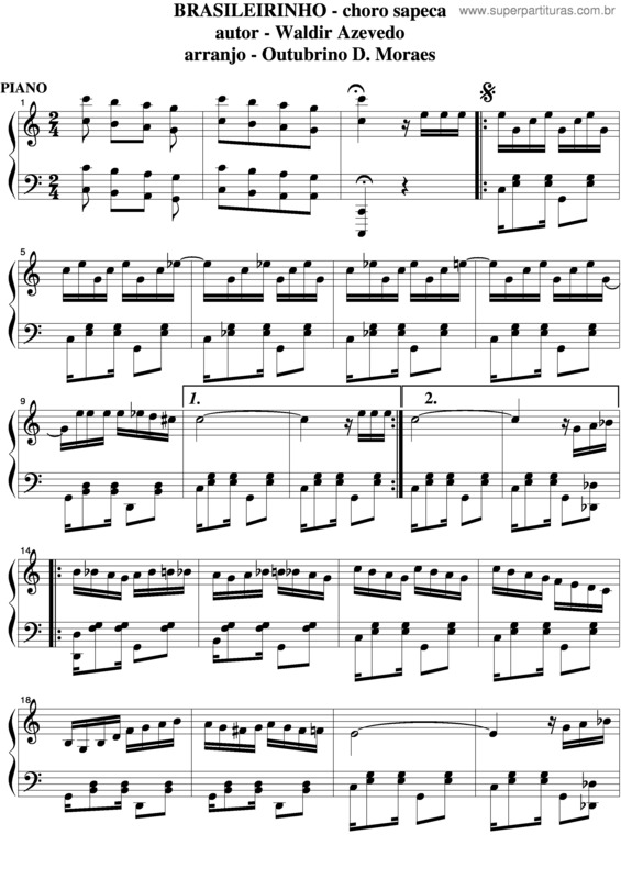 Partitura da música Brasileirinha