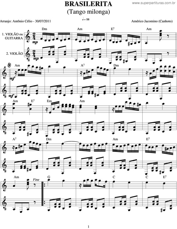 Partitura da música Brasilerita v.2