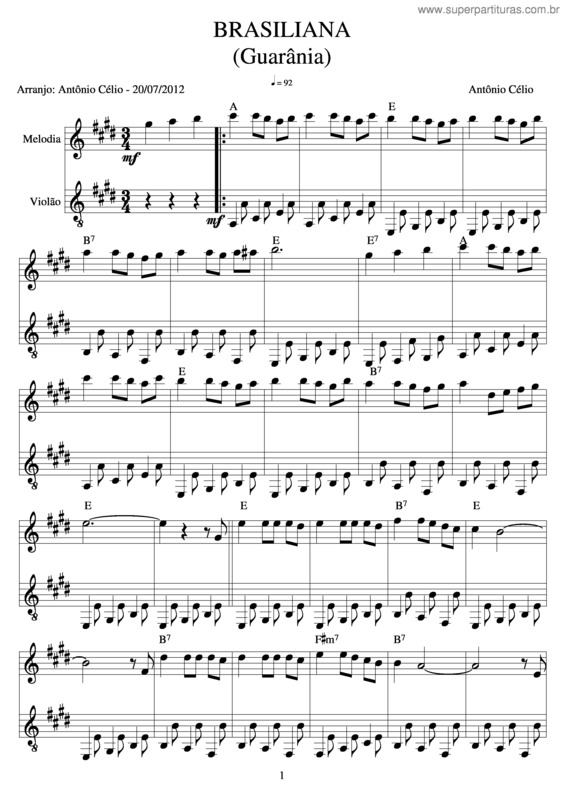 Partitura da música Brasiliana v.3