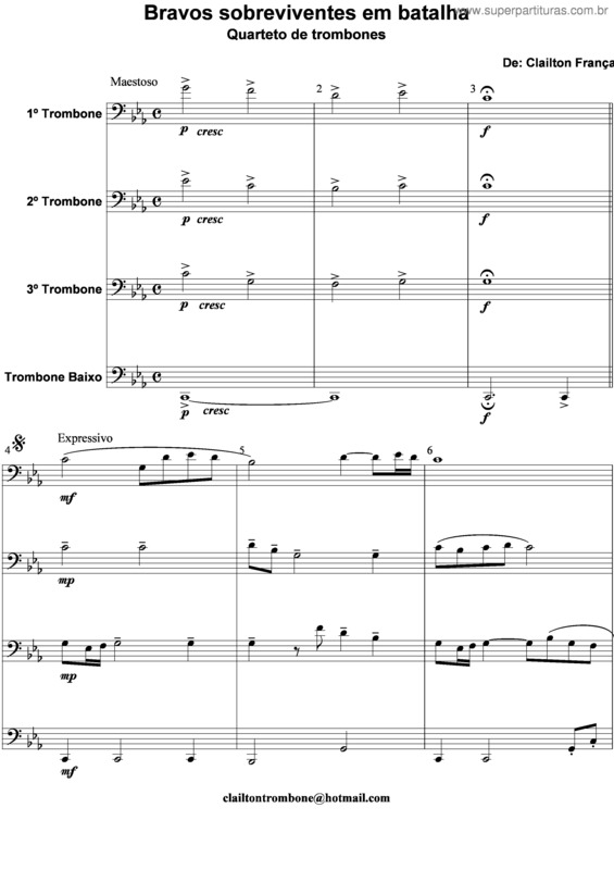 Partitura da música Bravos sobreviventes em batalha