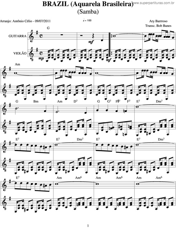 Partitura da música Brazil