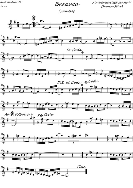 Partitura da música Brazuca