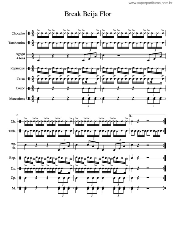 Partitura da música Break Beija–Flor