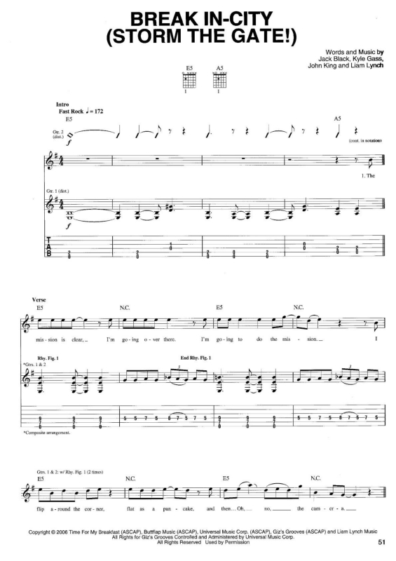 Partitura da música Break In-City (Storm the Gate!)