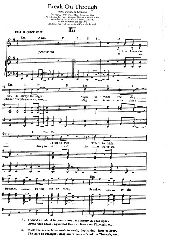 Partitura da música Break On Through