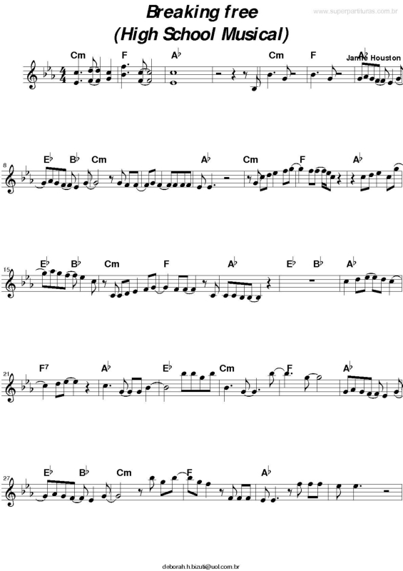 Partitura da música Breaking Free (High SchoolMusical)