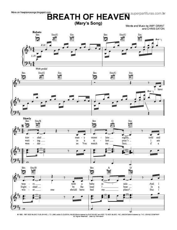 Partitura da música Breath Of Heaven v.2