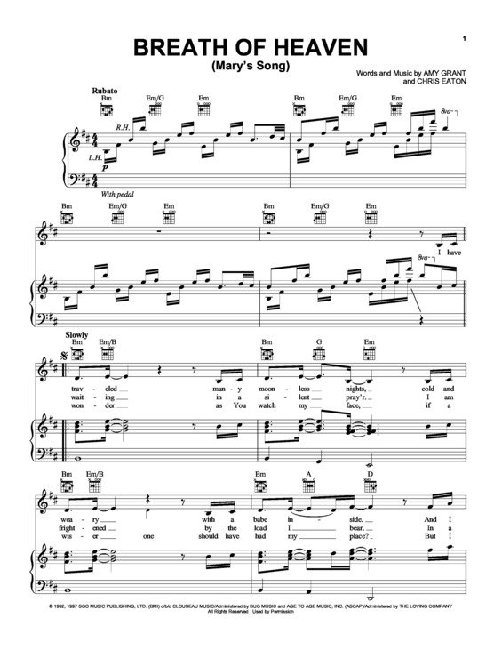 Partitura da música Breath of Heaven