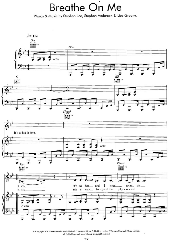 Partitura da música Breathe on Me