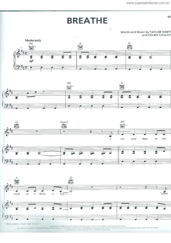 Partitura da música Breathe v.2