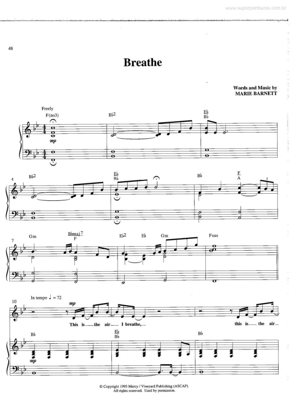 Partitura da música Breathe