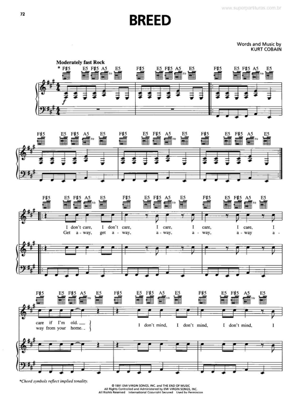 Partitura da música Breed