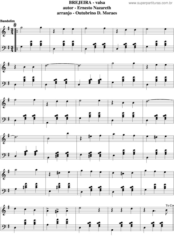 Partitura da música Brejeira v.6