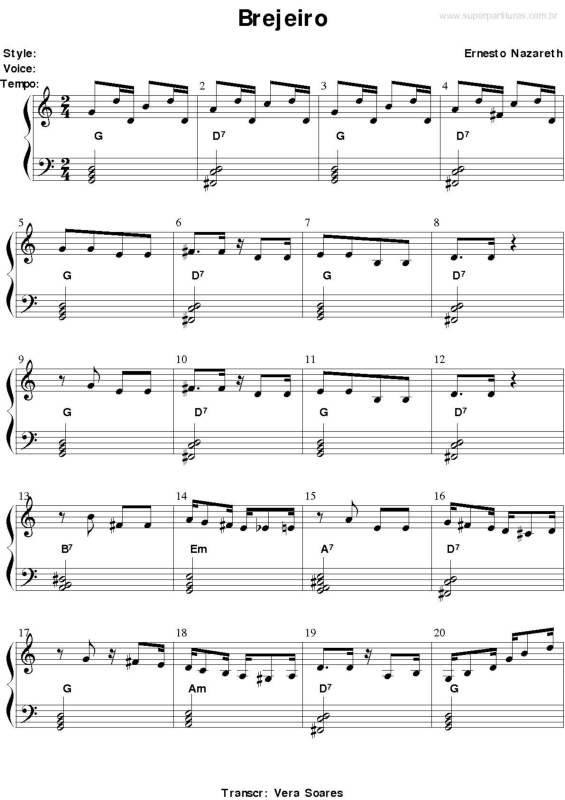 Partitura da música Brejeiro