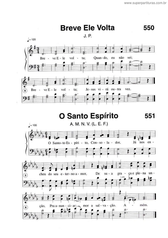 Partitura da música Breve Ele Volta