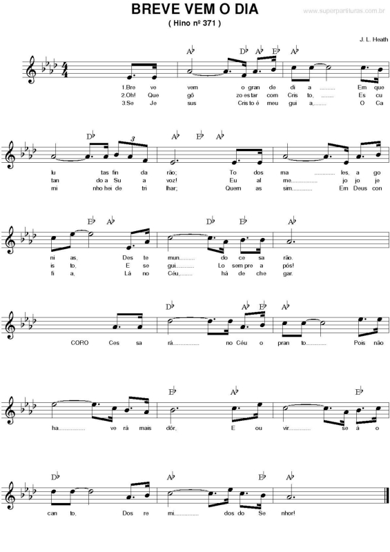 Partitura da música Breve Vem o Dia