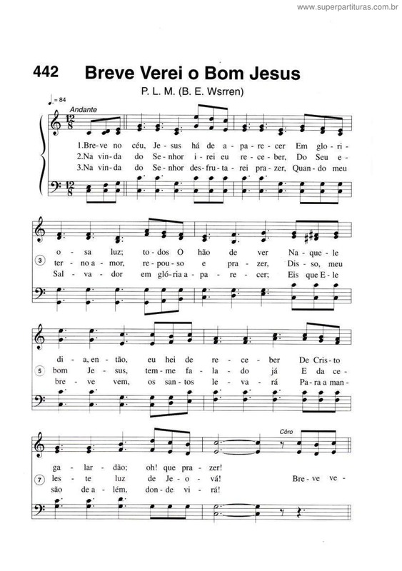 Partitura da música Breve Verei O Bom Jesus v.2