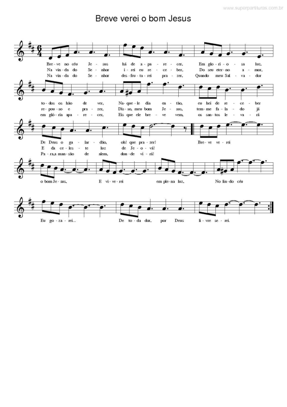 Partitura da música Breve Verei o Bom Jesus