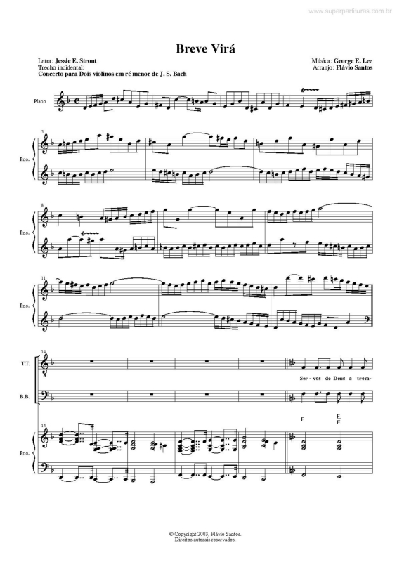 Partitura da música Breve Virá