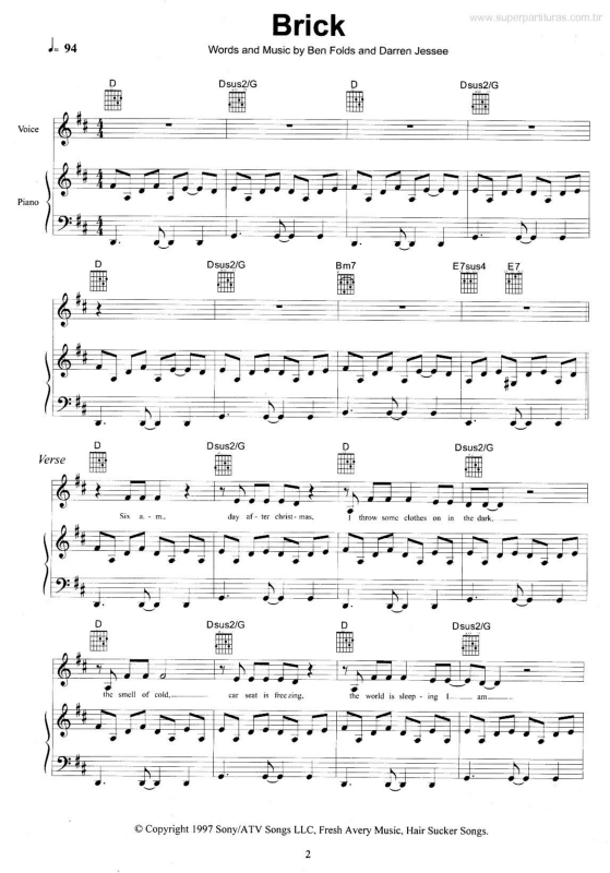 Partitura da música Brick