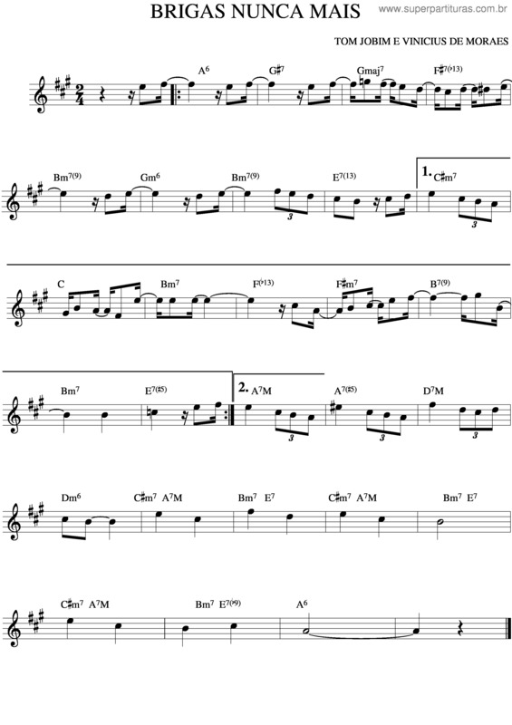 Partitura da música Brigas, Nunca Mais