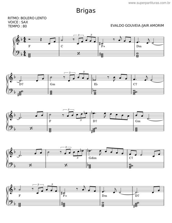 Partitura da música Brigas v.15