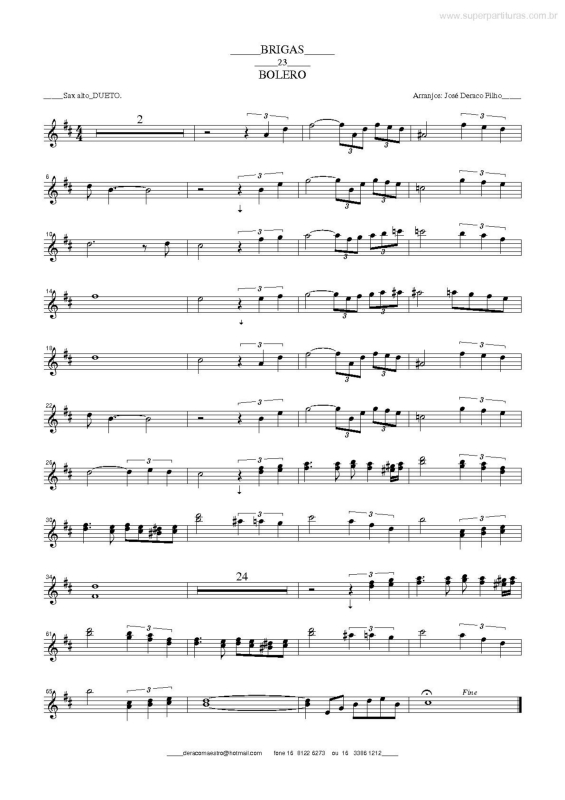 Partitura da música Brigas v.2