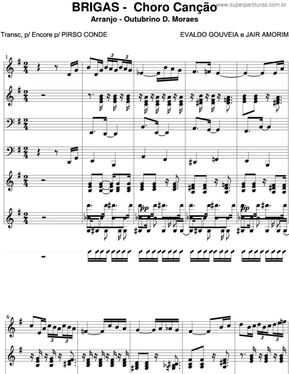 Partitura da música Brigas v.5