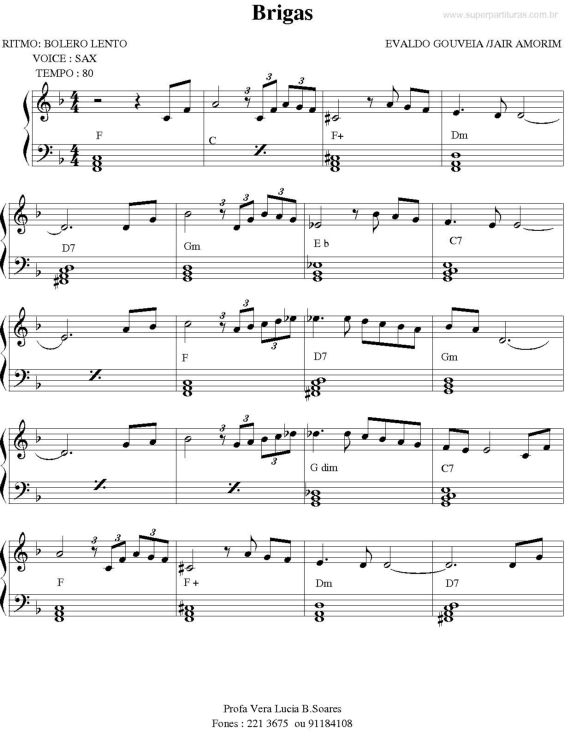 Partitura da música Brigas