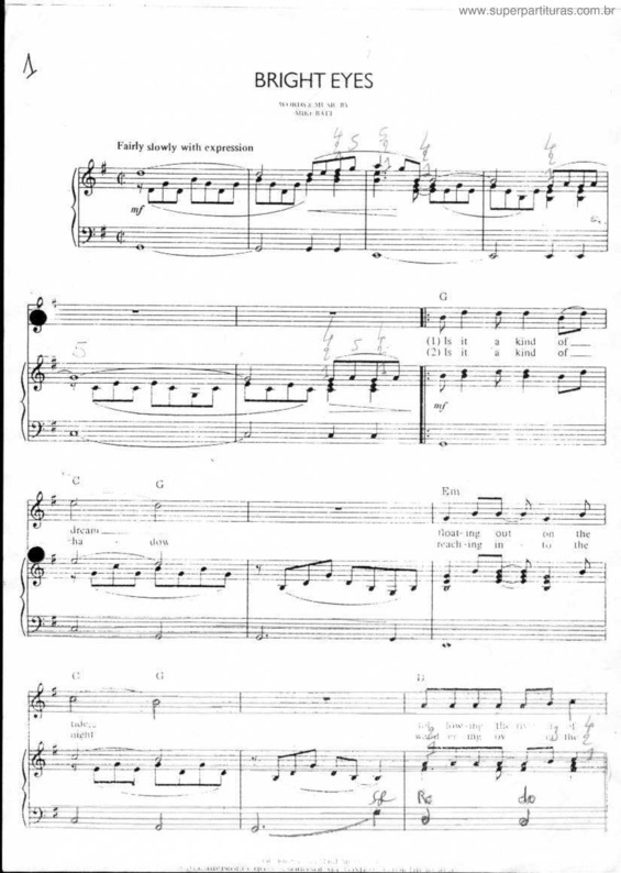 Partitura da música Bright Eyes