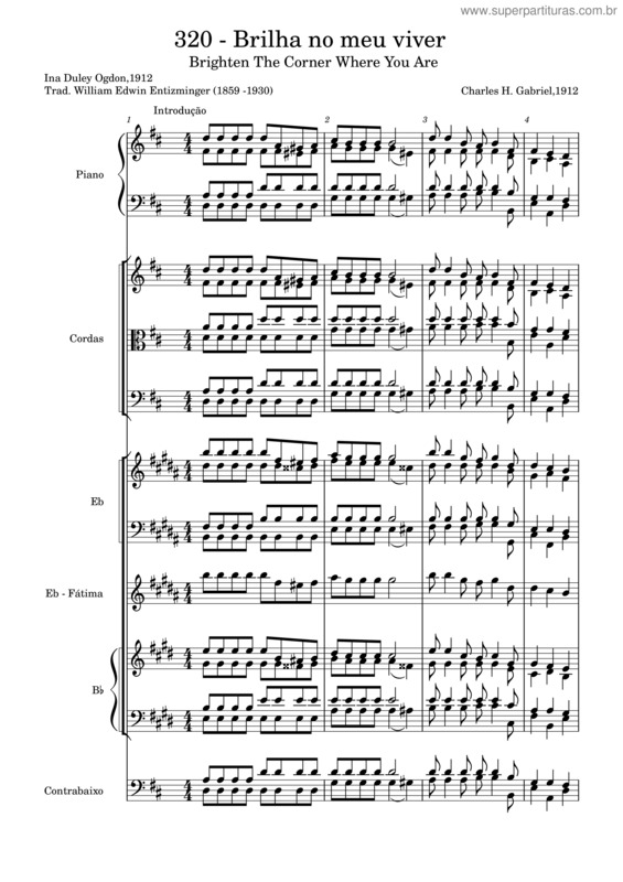 Partitura da música Brighten The Corner Where You Are – Hnc – 320 – Brilha No Meu Viver