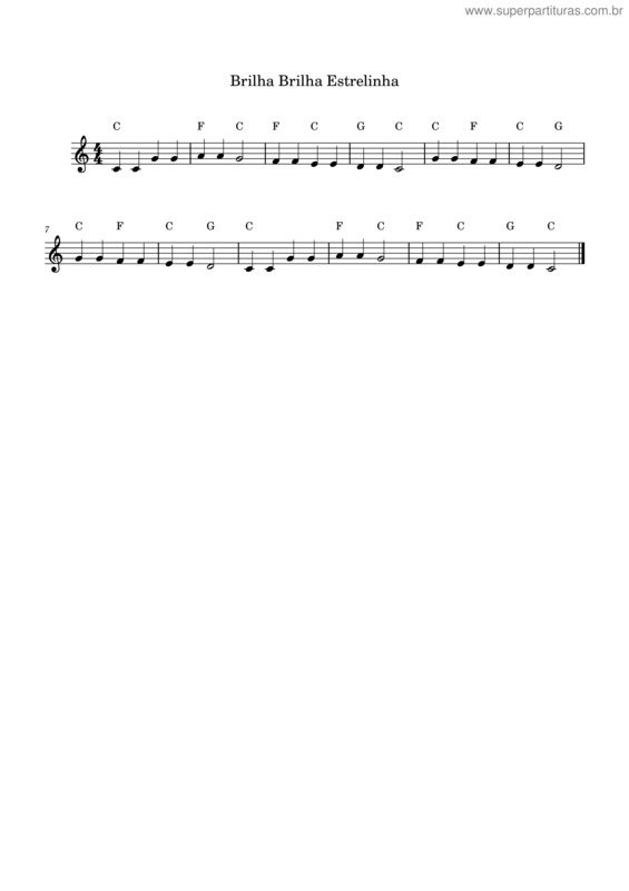 Partitura da música Brilha, Brilha, Estrelinha – Wolfgang Amadeus Mozart Brilha Brilha Estrelinha