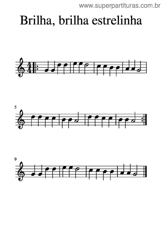 Partitura da música Brilha, Brilha Estrelinha v.2