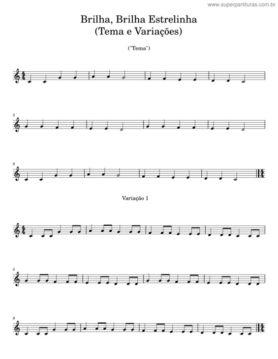 Partitura da música Brilha, Brilha Estrelinha v.6