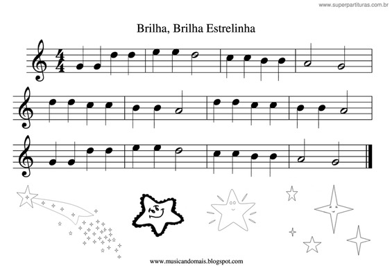 Partitura da música Brilha, Brilha Estrelinha