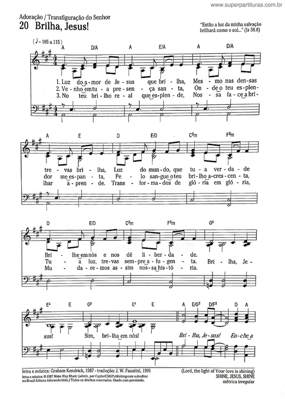 Partitura da música Brilha  Jesus