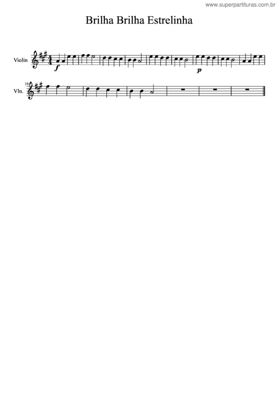 Partitura da música Brilha Brilha Estrelinha– Tema
