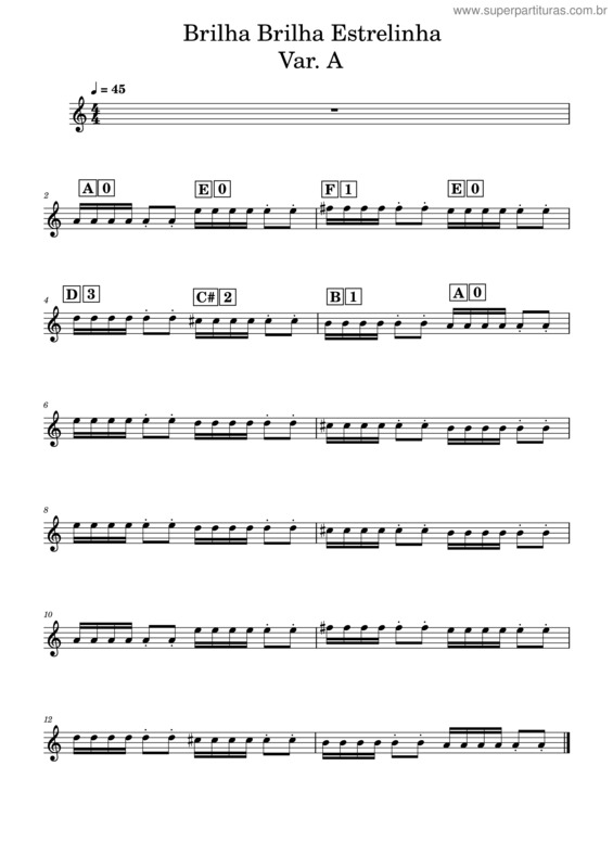 Partitura da música Brilha Brilha Estrelinha _ Var. A _ Corda Lá / Mi _ 45 Bpm Brilha Brilha Estrelinha Var. A Lá   Mi   45 Bpm