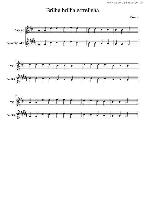 Partitura da música Brilha Brilha Estrelinha Com Vv