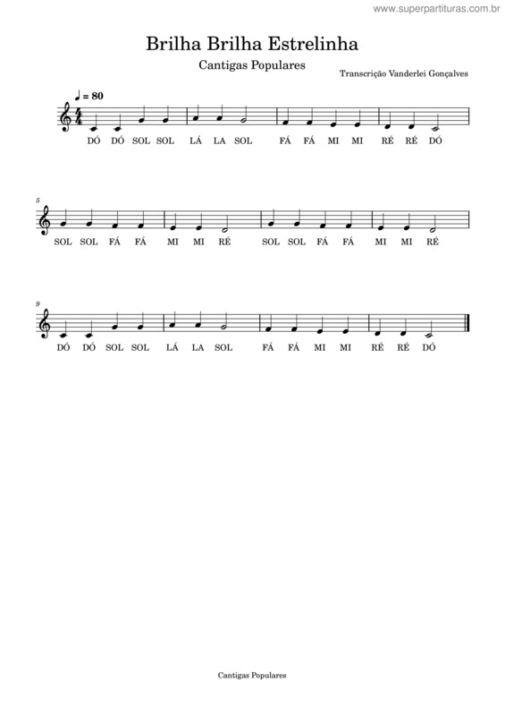 Partitura da música Brilha Brilha Estrelinha v.12