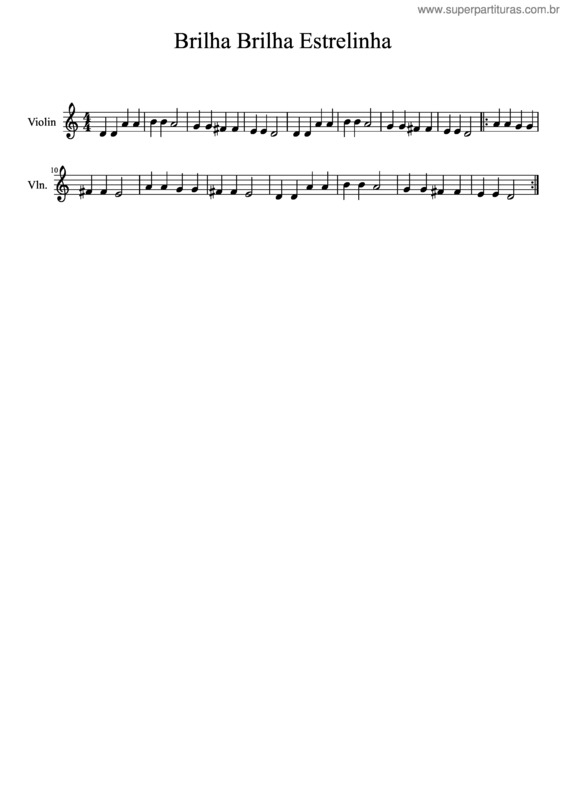 Partitura da música Brilha Brilha Estrelinha v.2