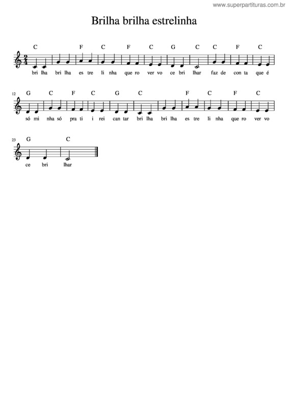 Partitura da música Brilha Brilha Estrelinha v.3