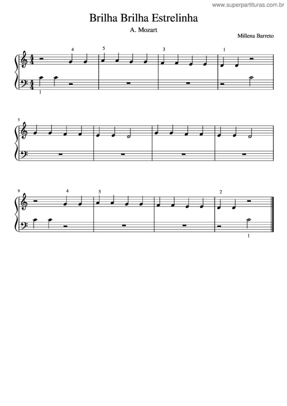 Partitura da música Brilha Brilha Estrelinha v.4