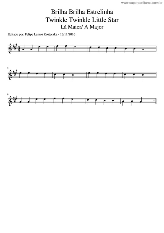 Partitura da música Brilha Brilha Estrelinha v.7