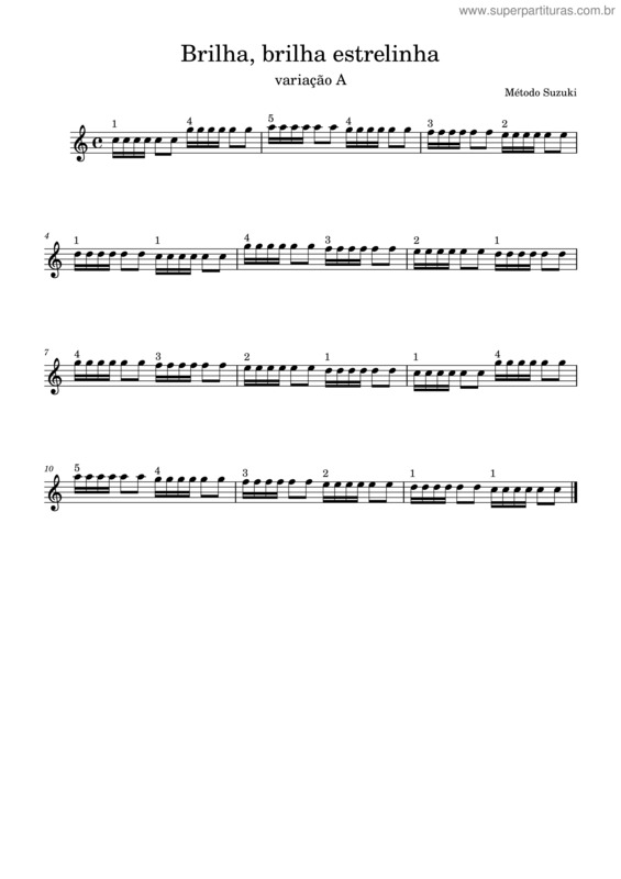 Partitura da música Brilha Brilha Estrelinha Variacao A Método Suzuki